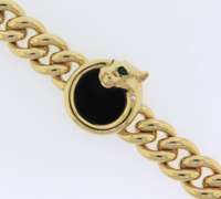 Fancy Link Yellow Gold Panther Head Bracelet