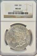 Scarce near Gem BU 1880 Morgan Silver Dollar. NGC MS64