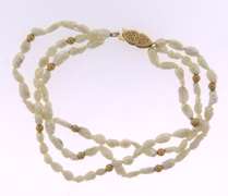 Ladies 14kt Gold Multi-Row Pearl Bracelet