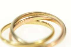 14K Yellow Gold Tri Tone Rolling Three Interlocking Band Ring