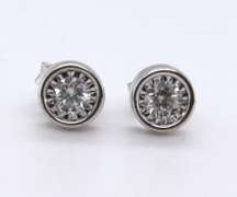 Lovely White Gold Bezel Set Diamond Earrings