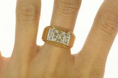 14K Yellow Gold 0.21 Ctw Squared Men's Diamond Wedding Ring