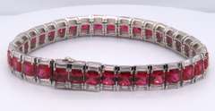 Sterling Silver Red Cubic Zirconia Bracelet
