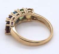 Great Yellow Gold Oval Shape Multi Color Stone Band