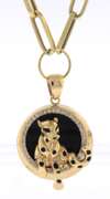 Lovely Yellow Gold Black Onyx Panther Pendant on Chain