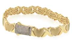 Great 14kt Yellow Gold Heart & X Bracelet