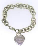 Sterling Silver Tiffany & Co Heart Charm Bracelet