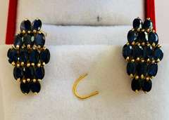 5.0 Carat Blue Sapphire Earrings in 14kt Gold