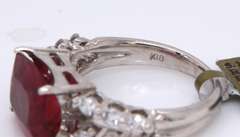 Majestic 18kt Rubellite Tour Rec Cut and Double Row Diamond Ring