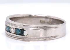 Pleasing White Gold Channel Set Blue & White Diamond Band