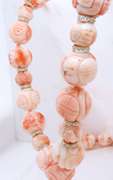 Significant Coral Carved w Diamond Station Necklace