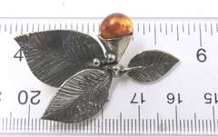 Sterling Silver Amber Leaf Earrings