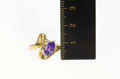 10K Yellow Gold Pear Amethyst Diamond Accent Statement Ring