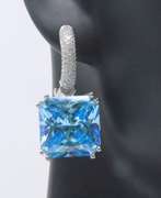 Blue Cubic Zirconia Sterling Silver Dangle Earrings