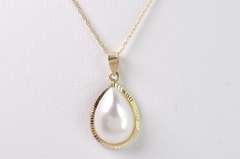 Pretty "Pearl - like" Pendant in 14K Yellow Gold