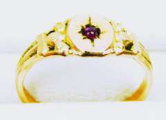 Antique Gold Filled Garnet Baby Ring