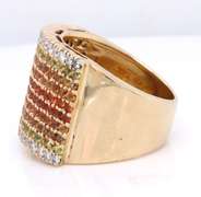 Strong Yellow Gold Sapphire and Diamond Wide Band