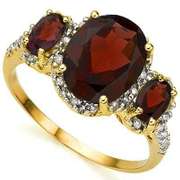 SPARKLING 3.91 CARAT TW (25 PCS) GARNET & GARNET 10K SOLID YELLOW GOLD RING