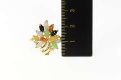 14K Yellow Gold Marquise Multi-Colored Jade Diamond Accent Ring
