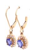 Charming Yellow Gold Tanzanite and Diamond Dangle Earrings