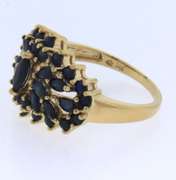 Fancy Yellow Gold Blue Sapphire Flower Cluster Ring