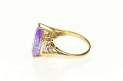 14K Yellow Gold Pear Purple Cubic Zirconia Diamond Accent Ring