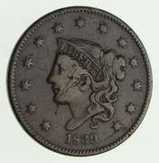1839/36 Young Head Large Cent - Circulated