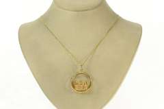14K Yellow Gold See Speak Hear No Evil Monkey Medallion Charm/Pendant
