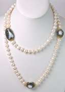 Opulent Pearl Necklace with Crystalized Mother of Pearls