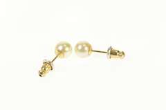 14K Yellow Gold Classic 5.9mm Pearl Stud Statement Earrings