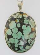 Huge! 70.35ct well marbled light blue Turquoise sterling pendant