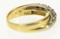 14K Yellow Gold Two Tone Diamond Criss Cross Statement Band Ring