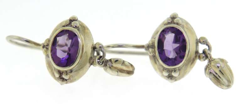 Sterling Silver Amethyst Dangle Earrings