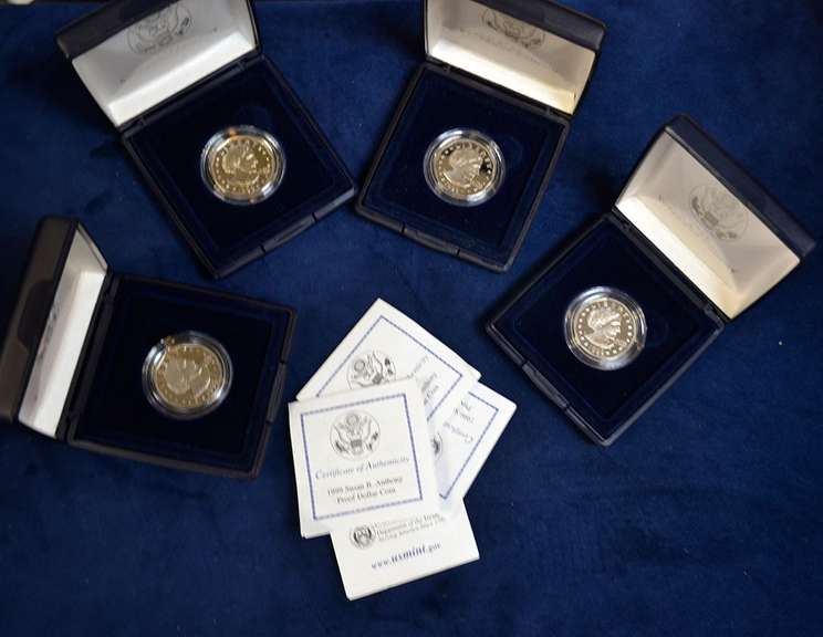 4 1999  PROOF SUSAN B. ANTHONY DOLLARS IN ORIGINAL BOX