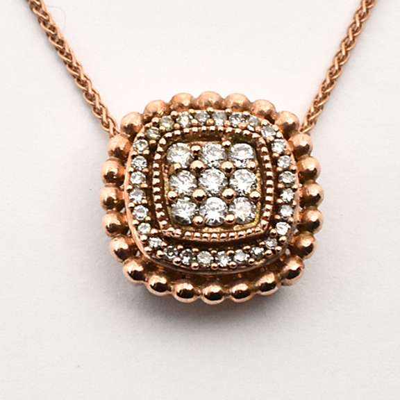 Contemporary Rose Gold Diamond Pendant