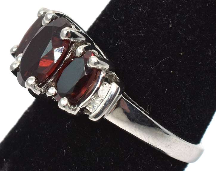 Bold 1.9CTW 3-Stone Garnet Ring in White Gold