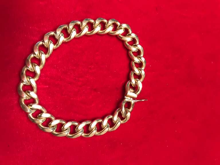 10K SOLID GOLD MENS CURB / CUBAN LINK BRACELET