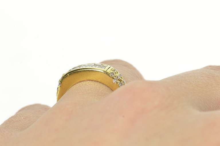 18K Yellow Gold 0.42 Ctw Princess Diamond Encrusted Band Ring