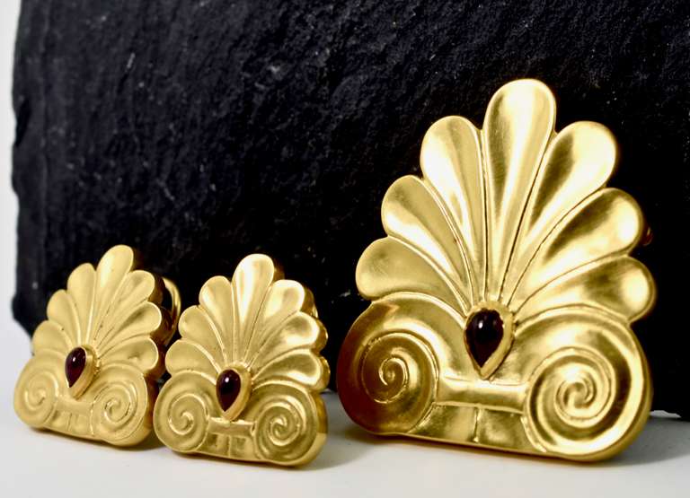 Gorgeous 18K and Ruby Art Nouveau-Motif Earrings & Pendant