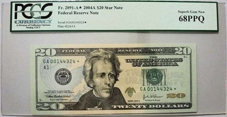 Gem Crisp 2004A Boston $20  Star Replacement Note Key Note Of The Series  PCGS 68 Scarce Grade!
