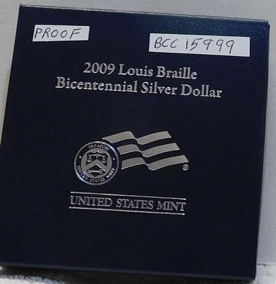 2009 PROOF Silver Braille Sil Dollar.