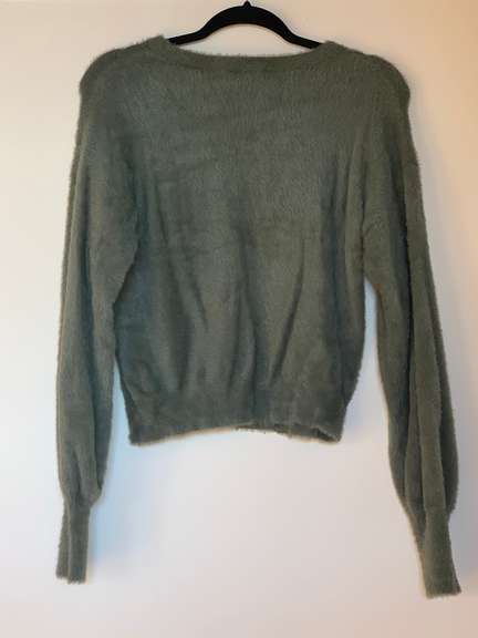 Fuzzy Green Ladies Express Sweater