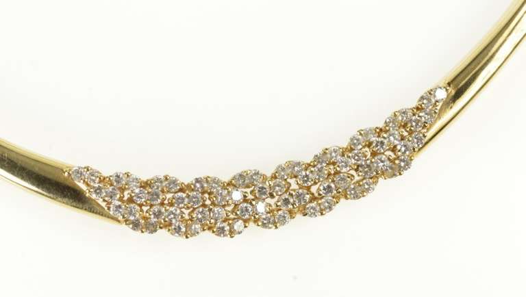 14K Yellow Gold 2.80 Ctw Diamond Cluster Bar Collar Chain Necklace