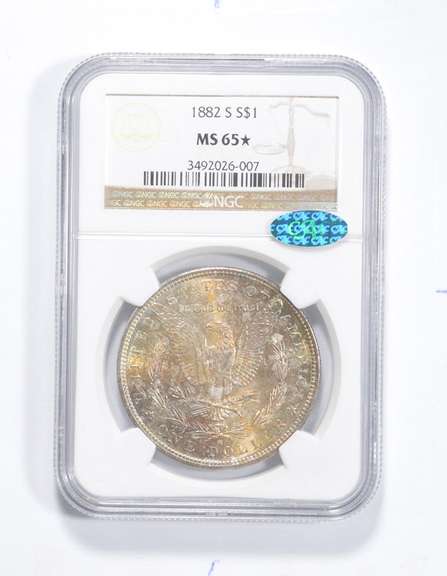 MS65* 1882-S Morgan Silver Dollar - CAC - Graded NGC