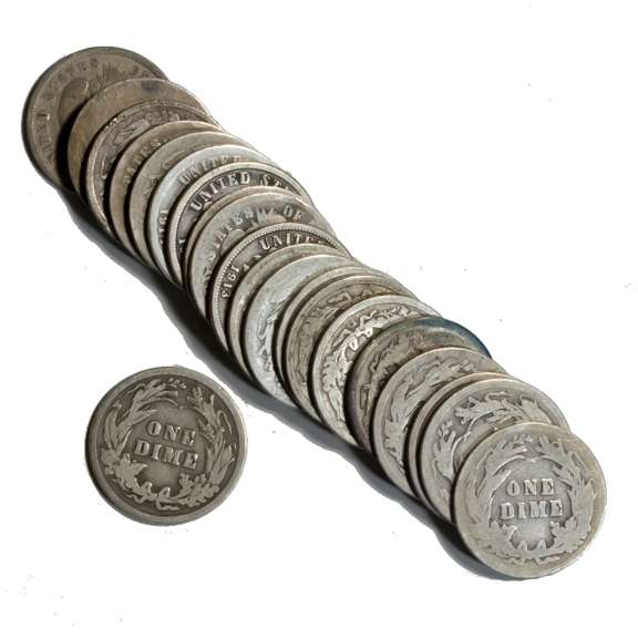 21 Assorted Barber Dimes