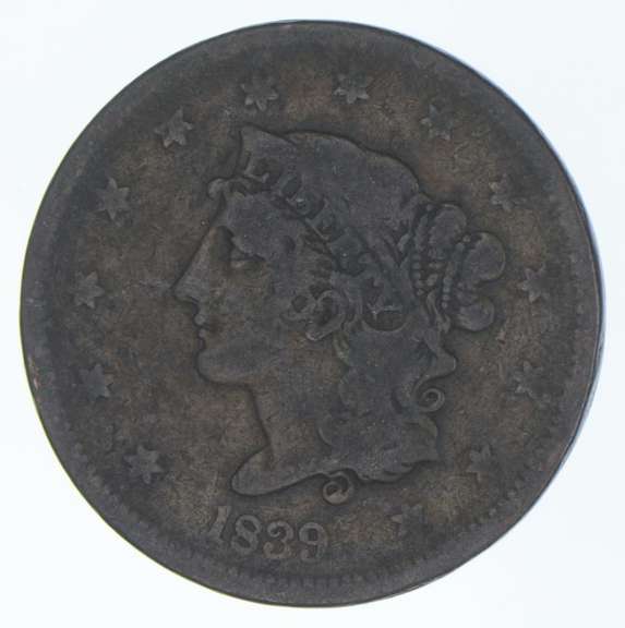 1839 Braided Hair Large Cent