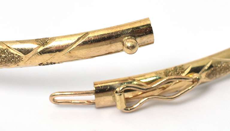 Understated Laser-Etched Bangle Bracelet in Yellow Gold