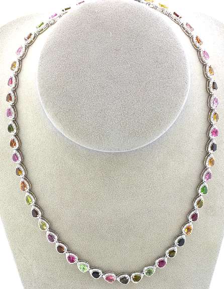 Incredible Tourmaline & Diamond Necklace in Vermeil