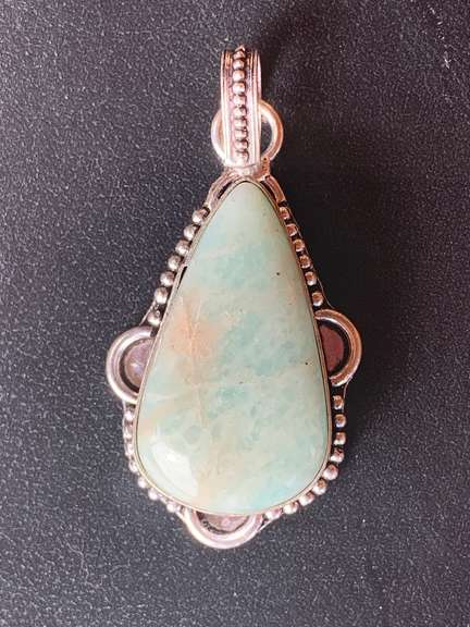 Beautiful Natural Gemstone Silver Pendant