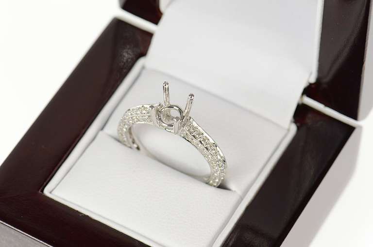 18K White Gold 0.76 Ctw 6.0mm Engagement Setting Mount Ring